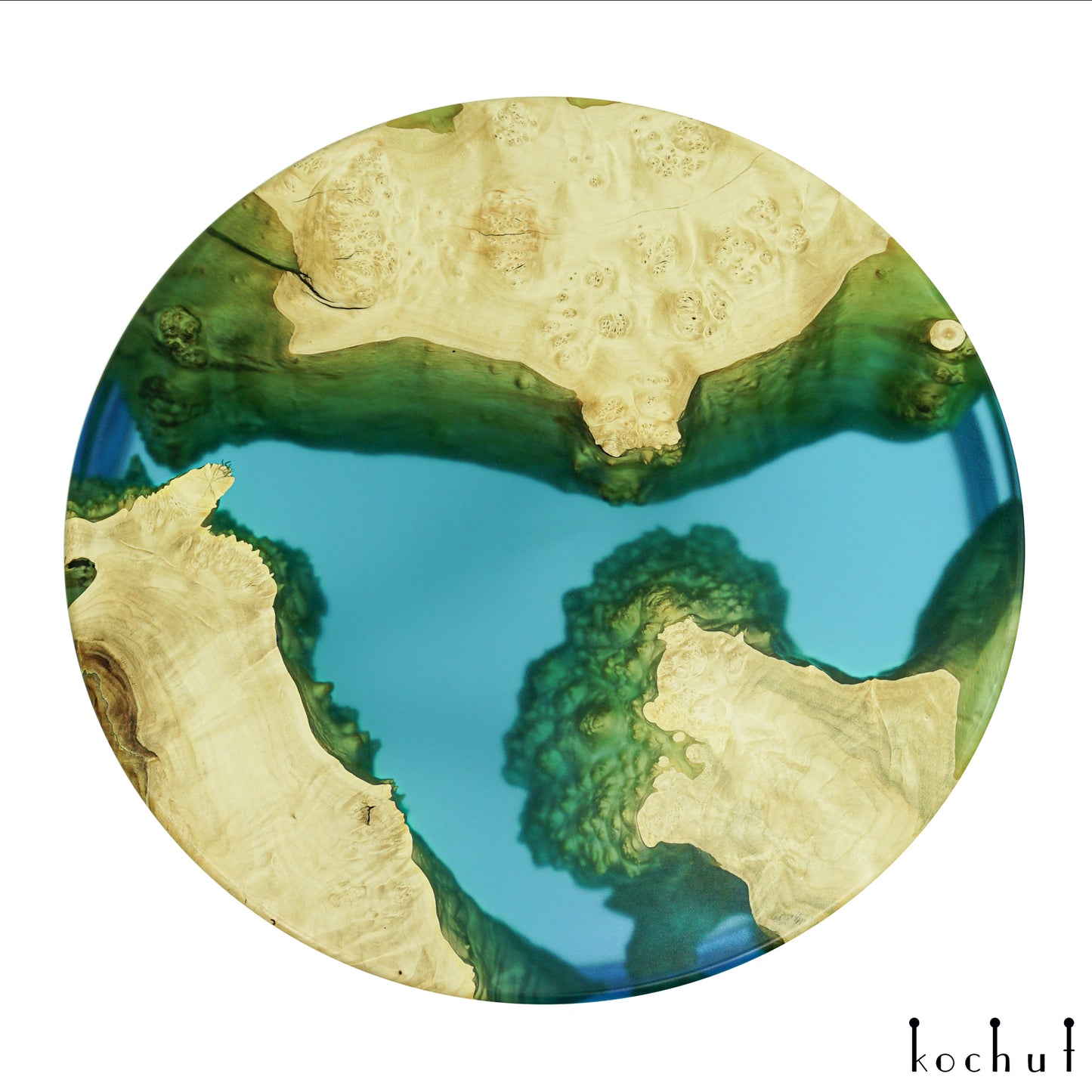 Santorini — Couchtisch aus Holz und Epoxidharz mit Metallbeinen