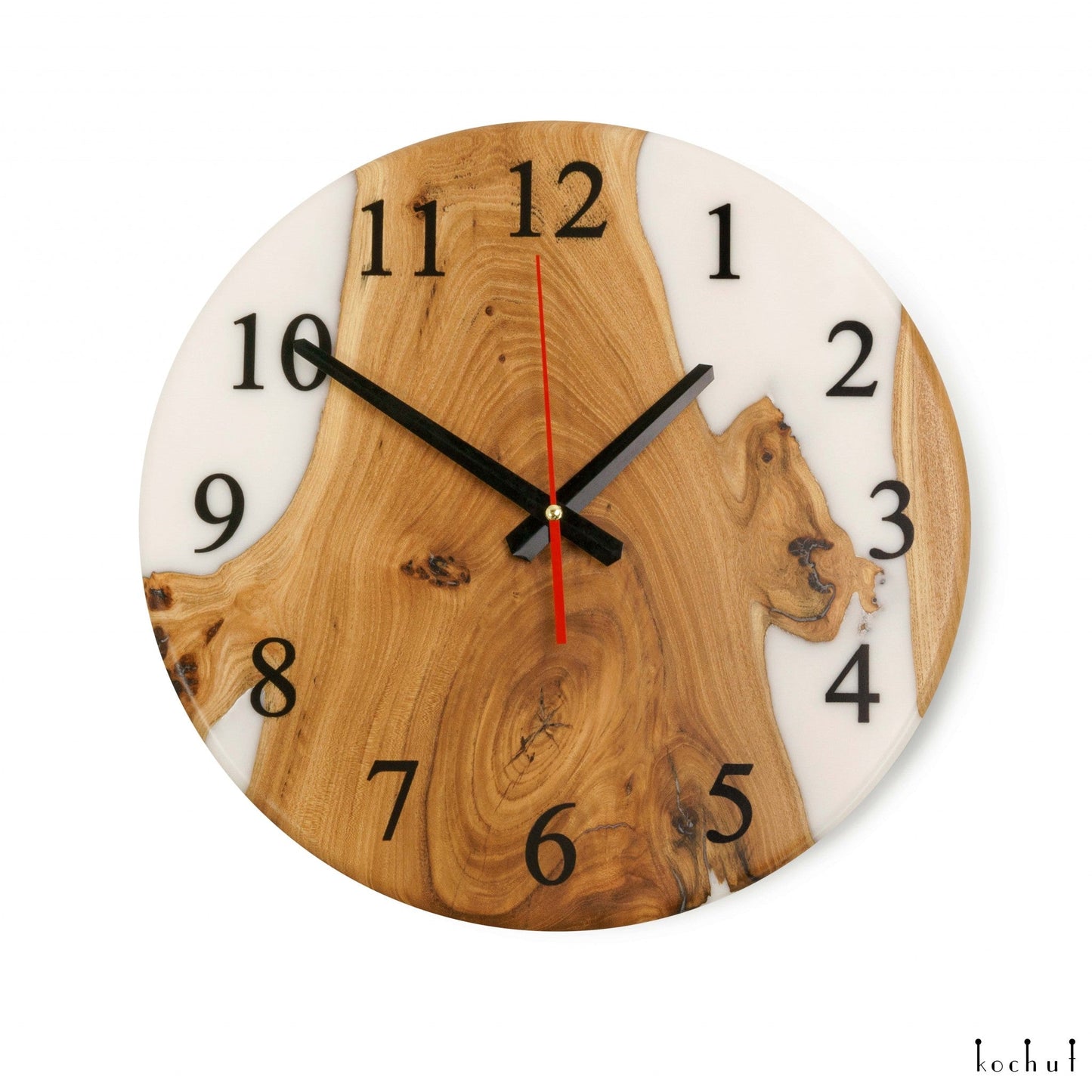 Continuum — Wanduhr aus Holz und Epoxidharz