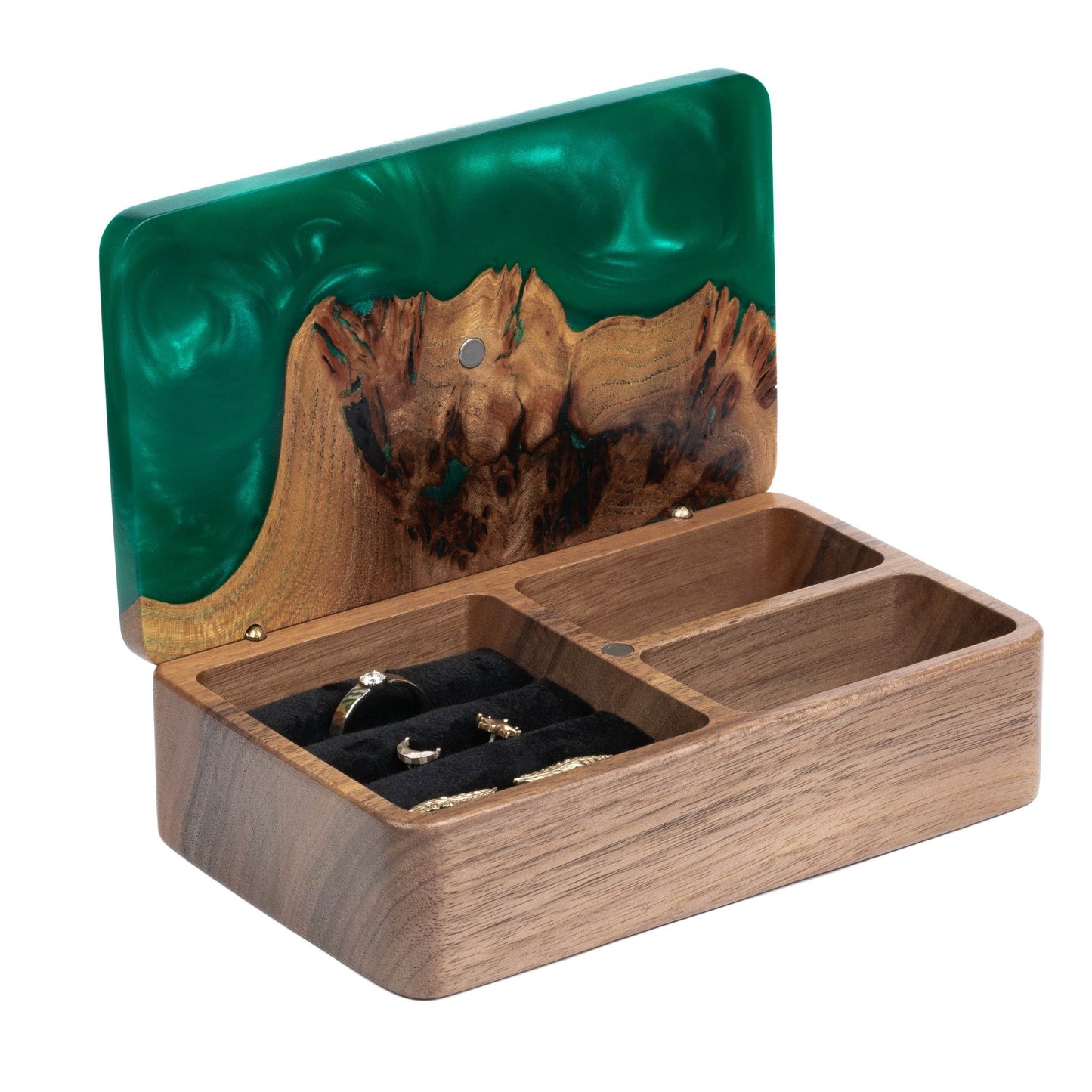 Ornament. Smaragd — Holz- und Epoxidharz-Schmuckschachteln (Mini)