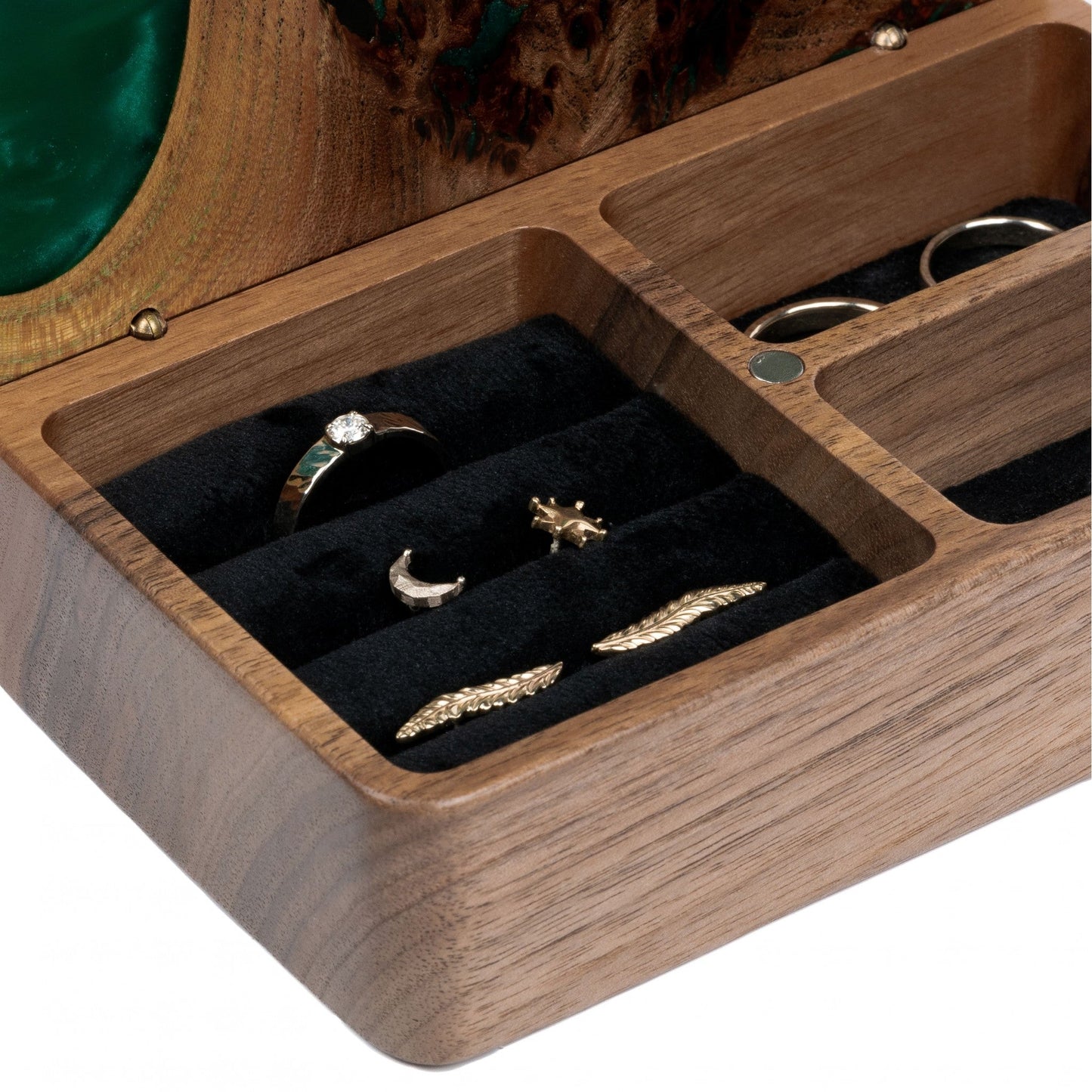 Ornament. Smaragd — Holz- und Epoxidharz-Schmuckschachteln (Mini)