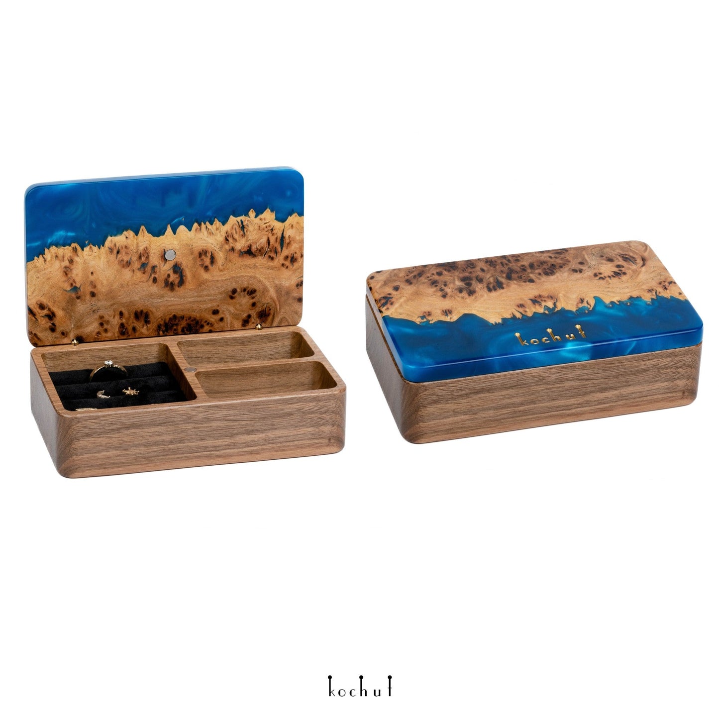 Ornament. Schwarze Perle — Holz- und Epoxidharz-Schmuckschachteln (Mini)