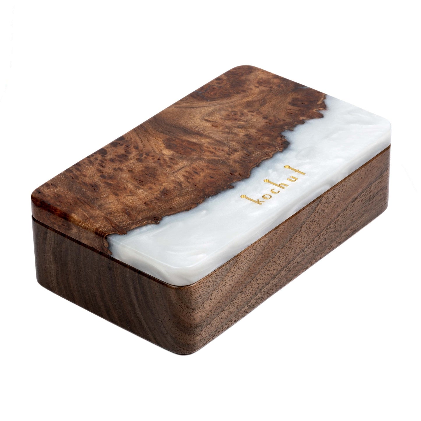 Ornament. Platin — Holz- und Epoxidharz-Schmuckschachteln (Mini)
