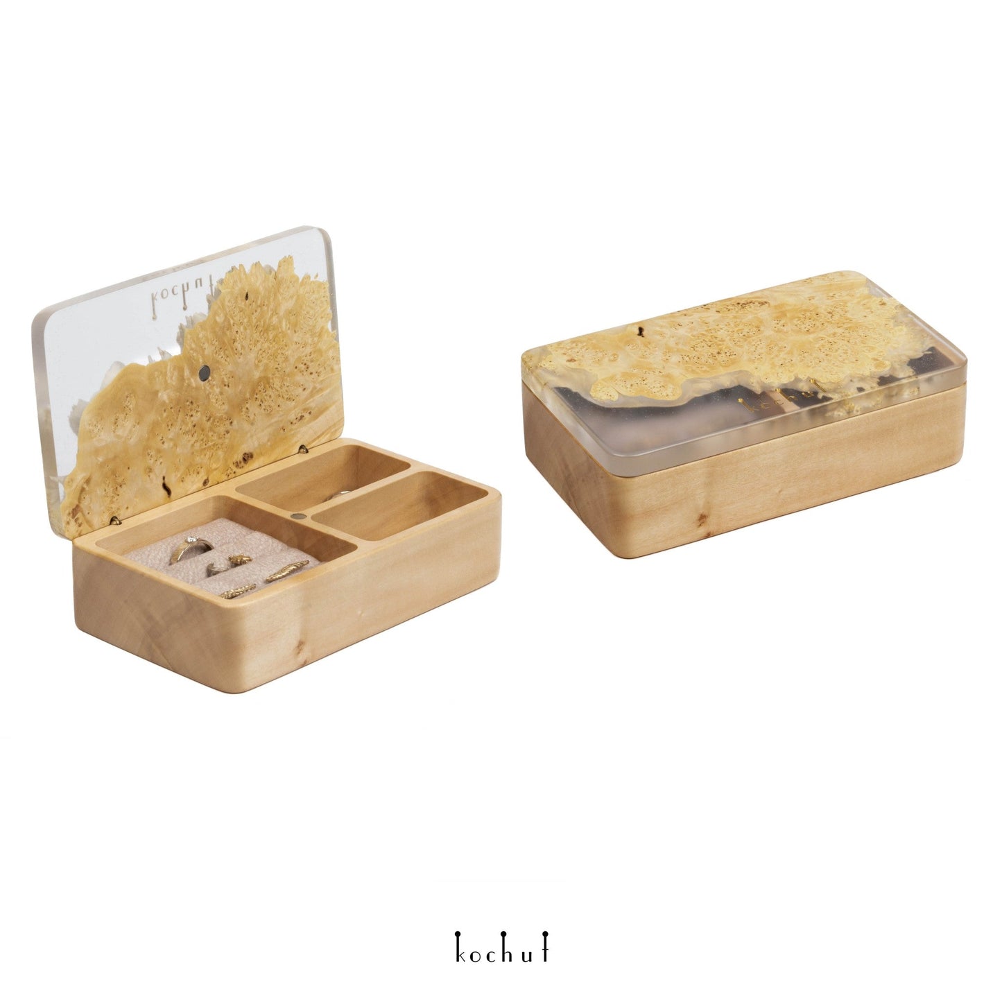 Ornament. Saphir — Holz- und Epoxidharz-Schmuckschachteln (Mini)