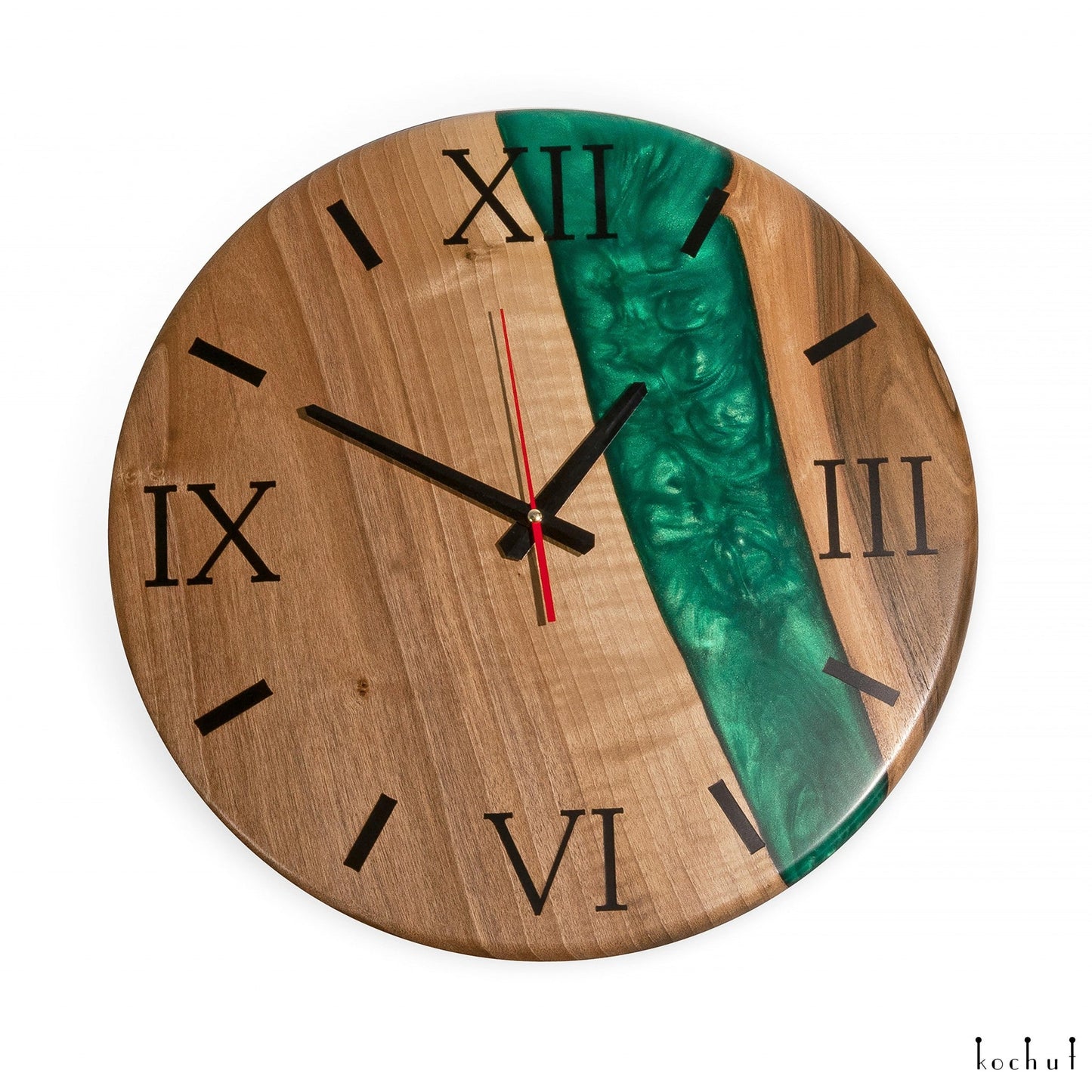 Continuum — Wanduhr aus Holz und Epoxidharz