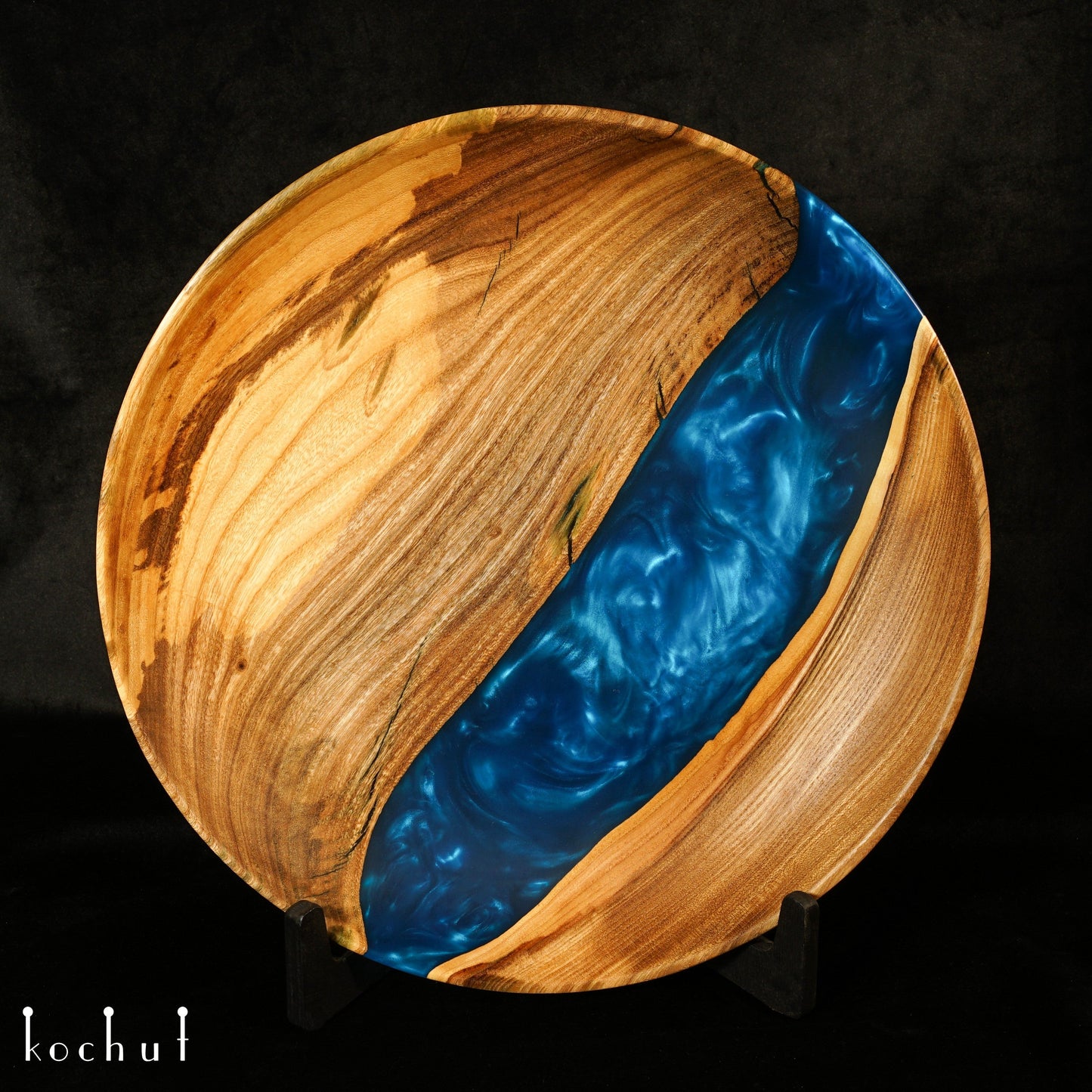 Satori. Saphir — Holz- und Epoxidharz-Dekorationsplatte. Größe: M (340 mm)