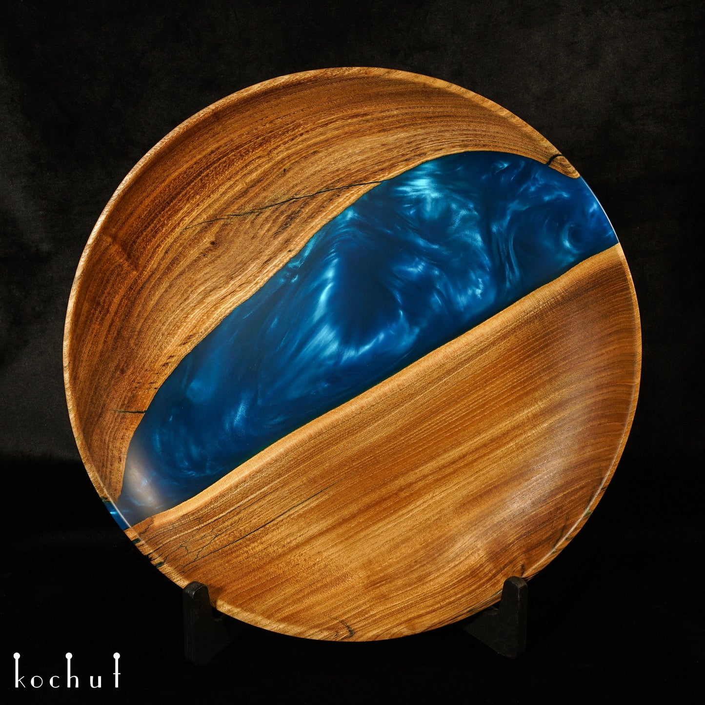 Satori. Saphir — Holz- und Epoxidharz-Dekorationsplatte. Größe: M (340 mm)
