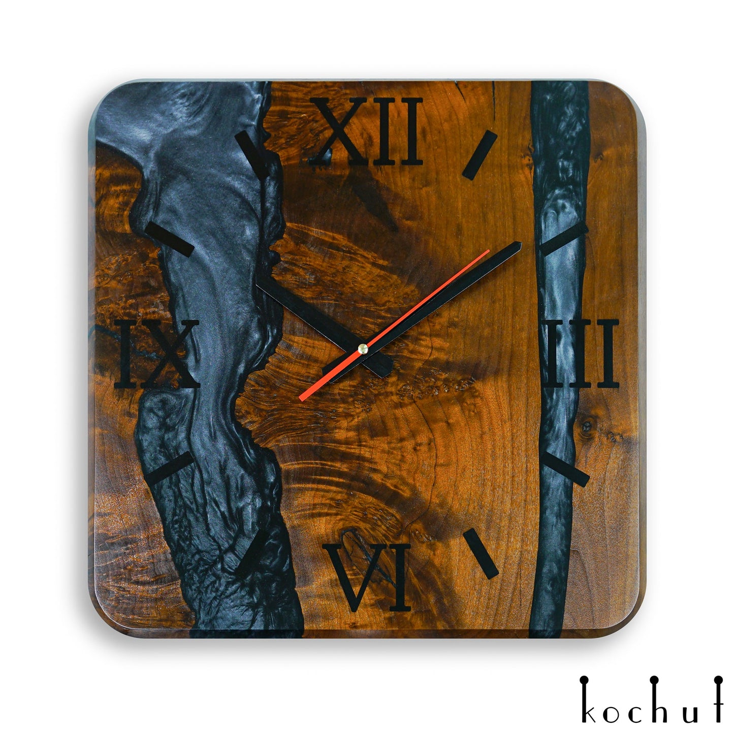 Quantum — Holz- und Epoxidharz-Wanduhr