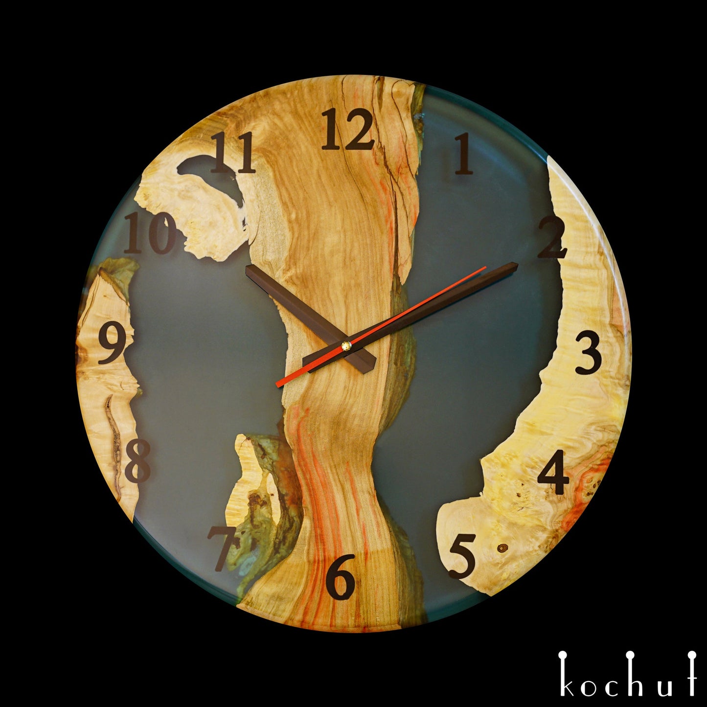 Continuum — Wanduhr aus Holz und Epoxidharz