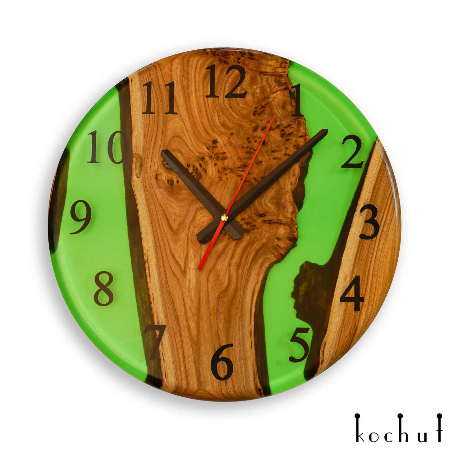 Continuum — Wanduhr aus Holz und Epoxidharz
