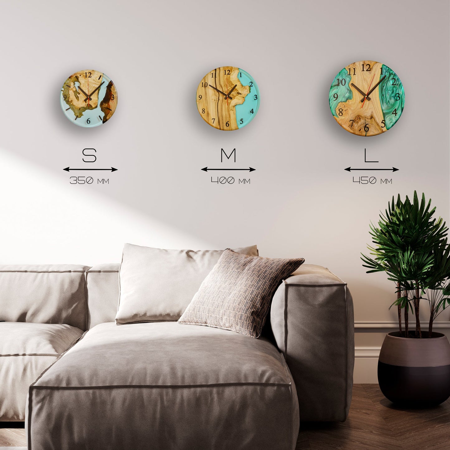 Continuum — Wanduhr aus Holz und Epoxidharz