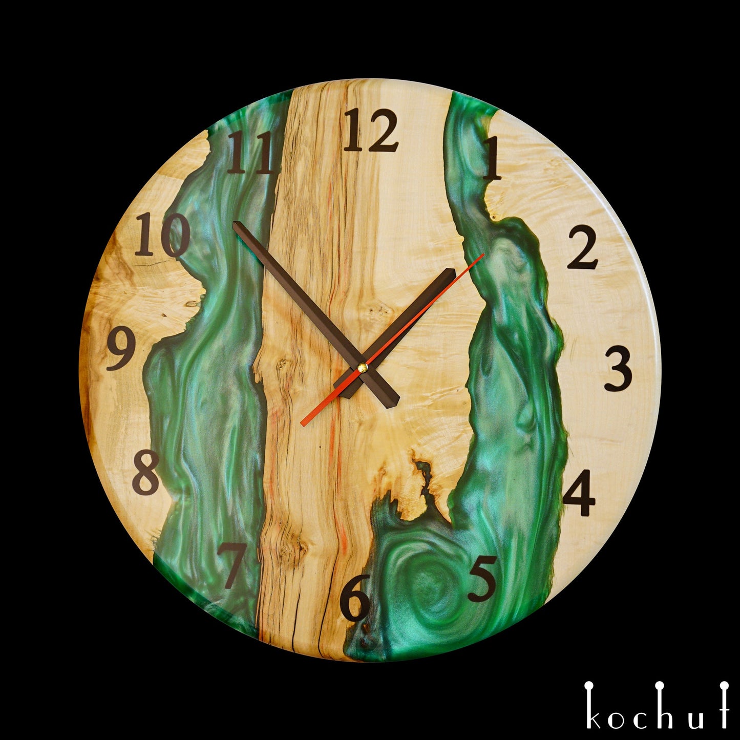 Continuum — Wanduhr aus Holz und Epoxidharz