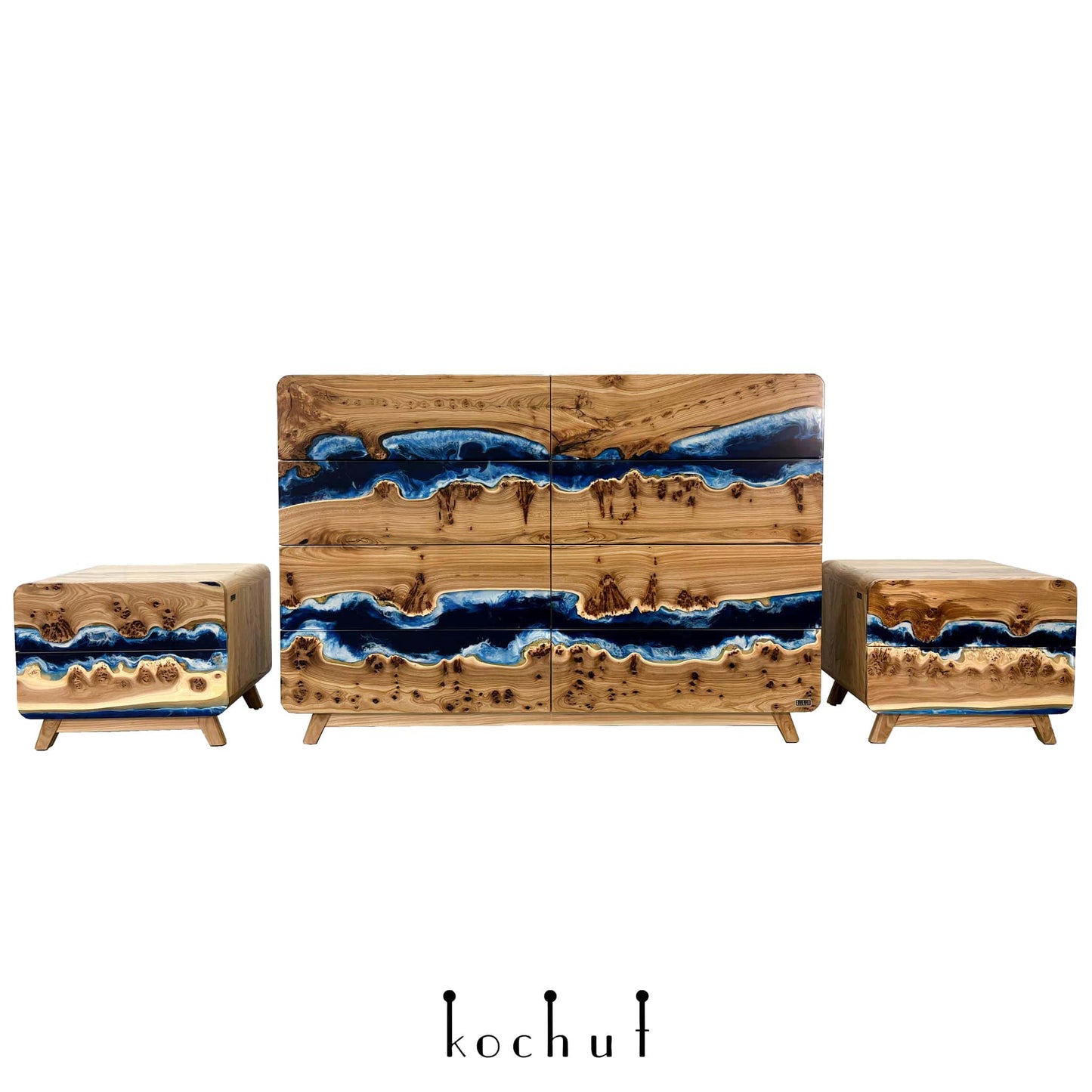 Atlantida — Set aus Holz- und Epoxidharzschränken