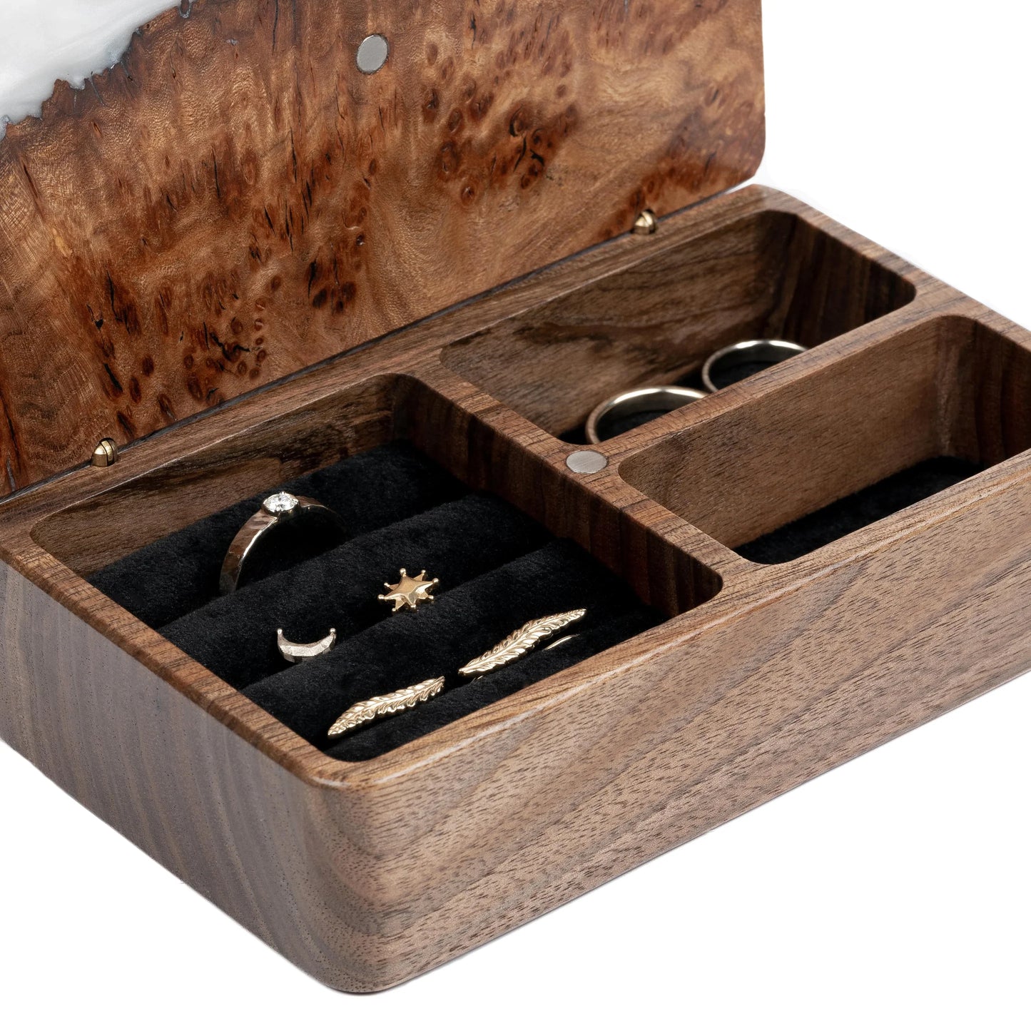 Ornament. Platin — Holz- und Epoxidharz-Schmuckschachteln (Mini)