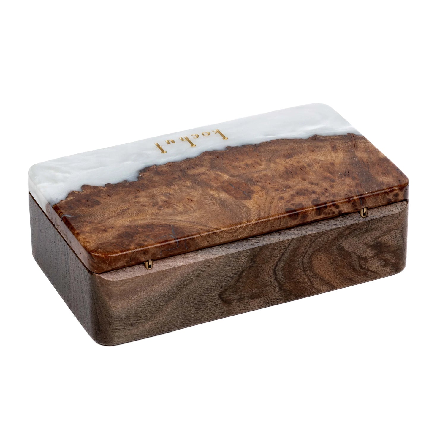 Ornament. Platin — Holz- und Epoxidharz-Schmuckschachteln (Mini)