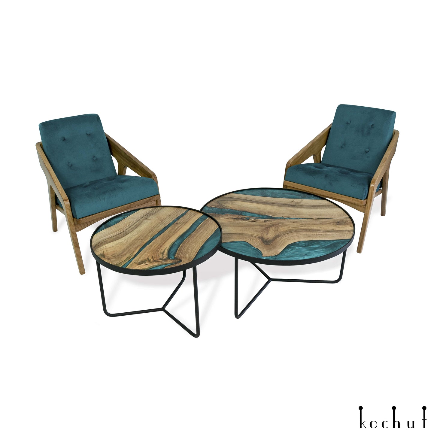 Kalerius — Holz- und Epoxidharz-Couchtisch