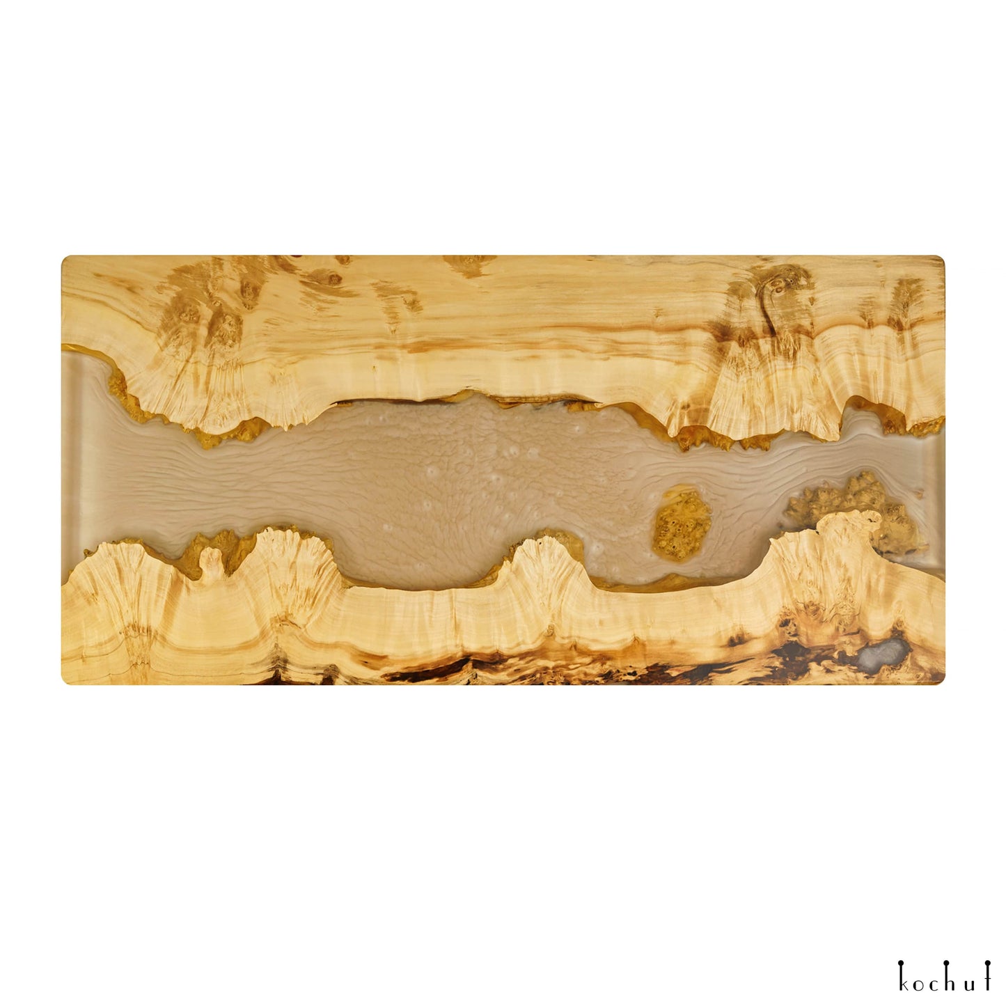 Weiße Perle — Holz- und Epoxidharz-Couchtisch