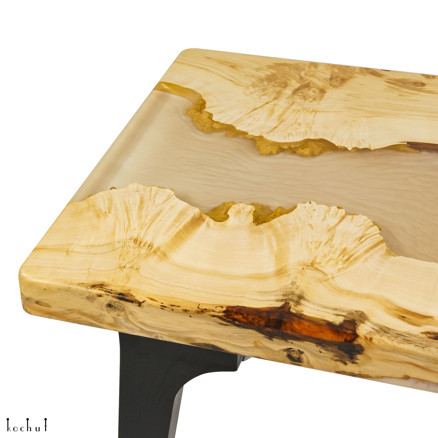 Weiße Perle — Holz- und Epoxidharz-Couchtisch