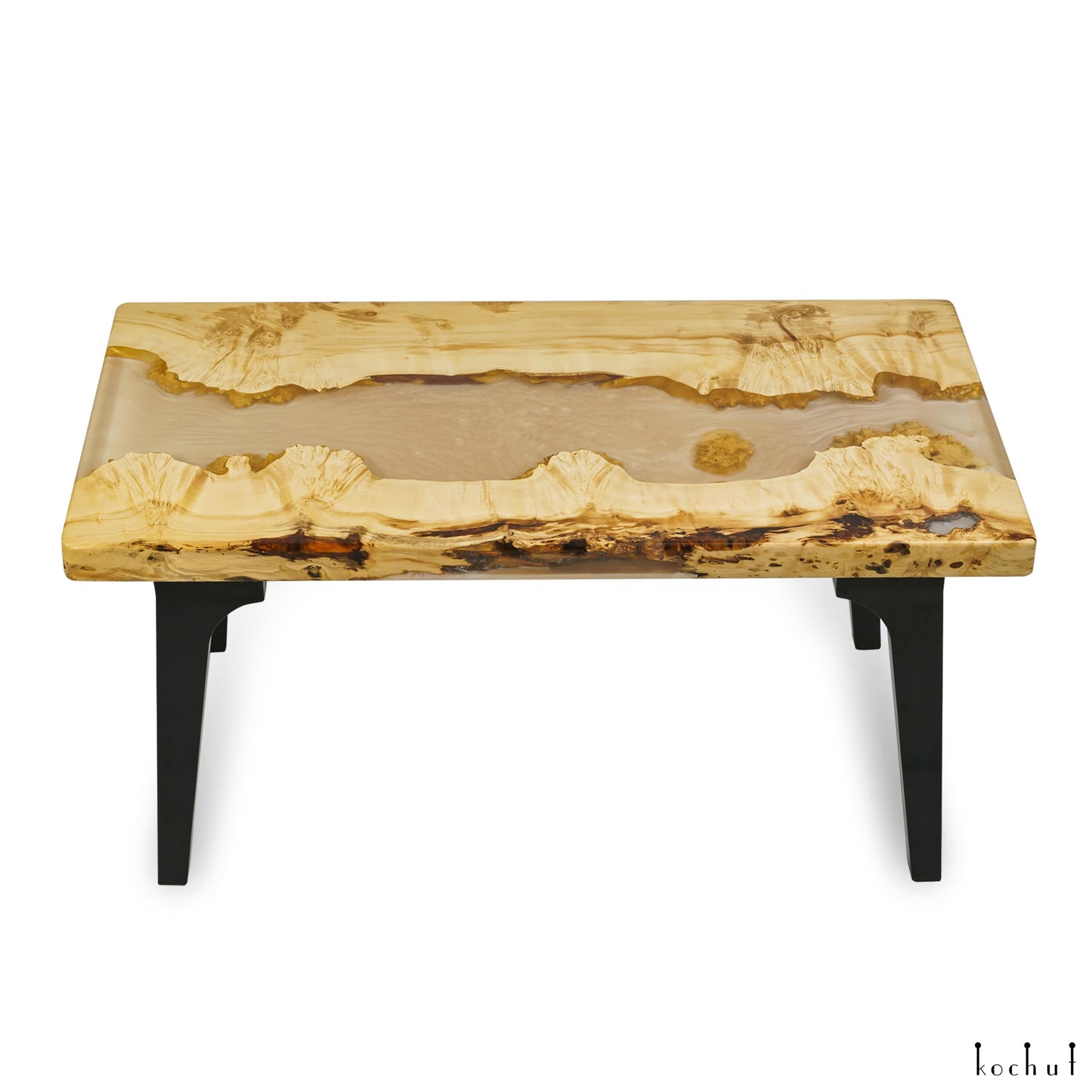 Weiße Perle — Holz- und Epoxidharz-Couchtisch