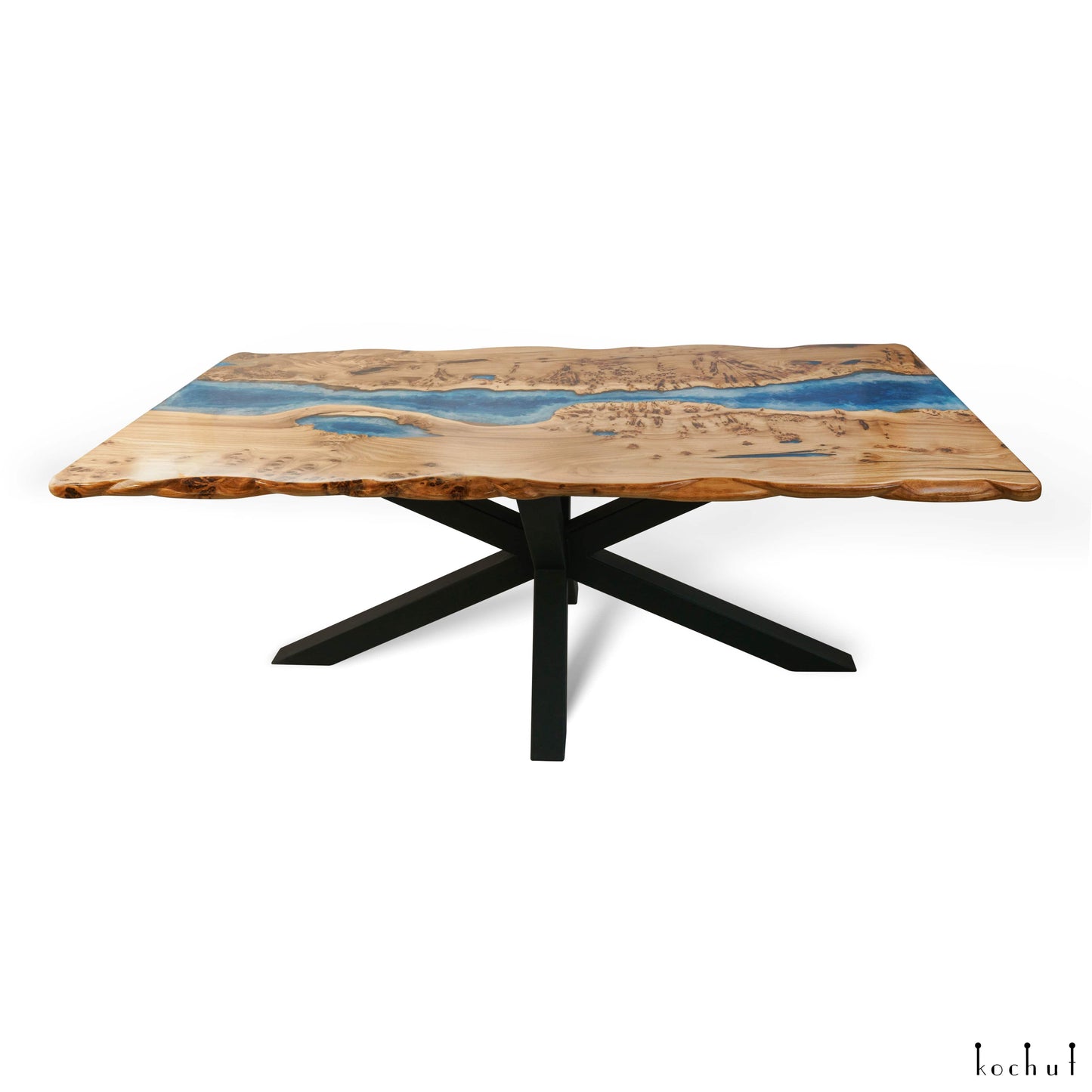 Atlantis — Esstisch aus Holz und Epoxidharz (lebendige Kante)