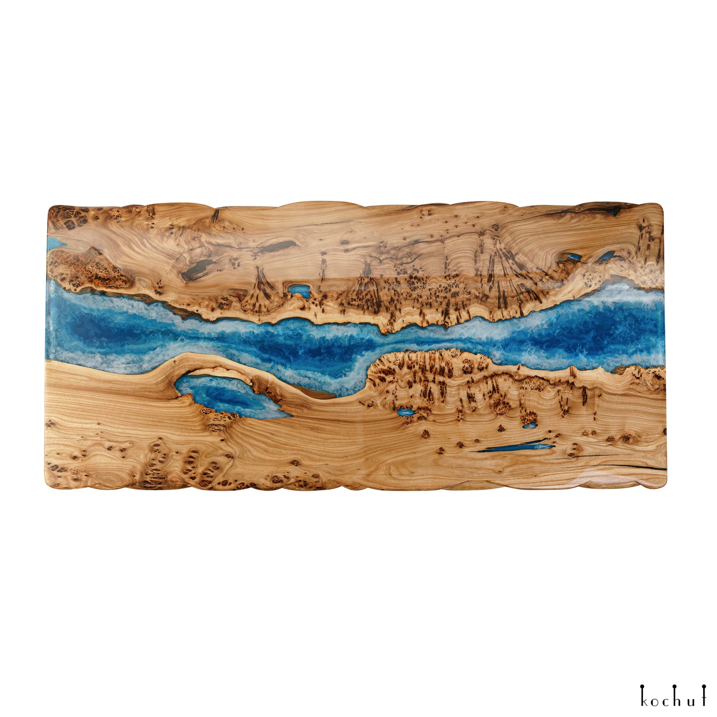 Atlantis — Esstisch aus Holz und Epoxidharz (lebendige Kante)
