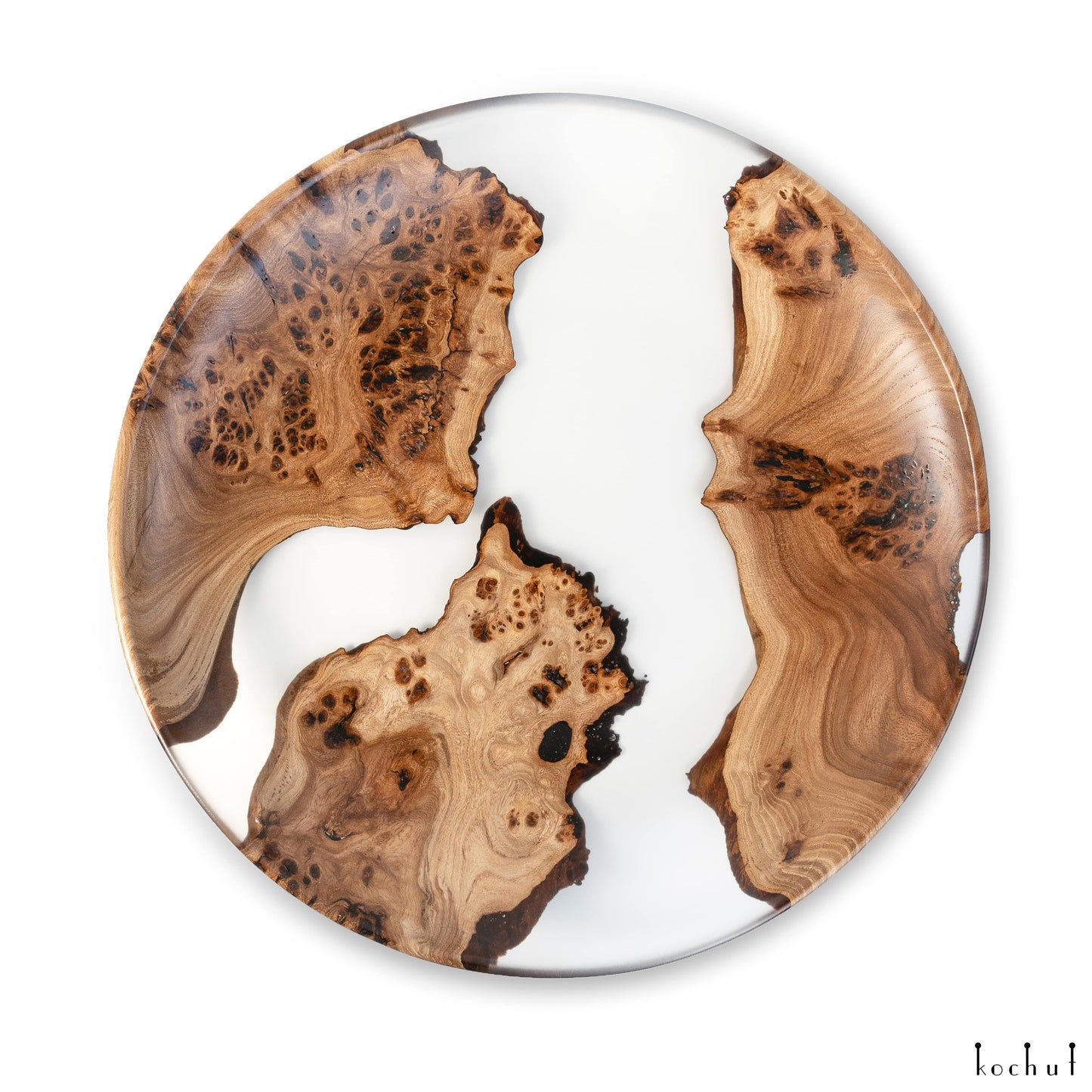 Satori. Eisige Frische — dekorative Platte aus Holz und Epoxidharz