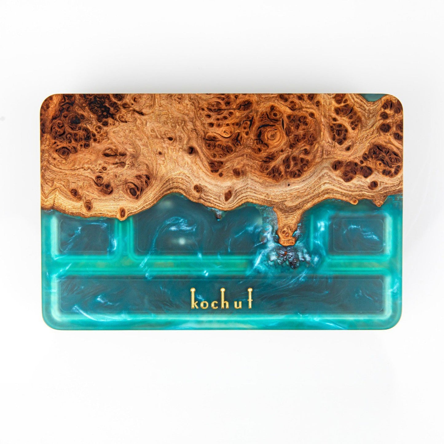 Ornament. Aquamarin — Holz- und Epoxidharz-Schmuckkästchen (Maxi-Größe)