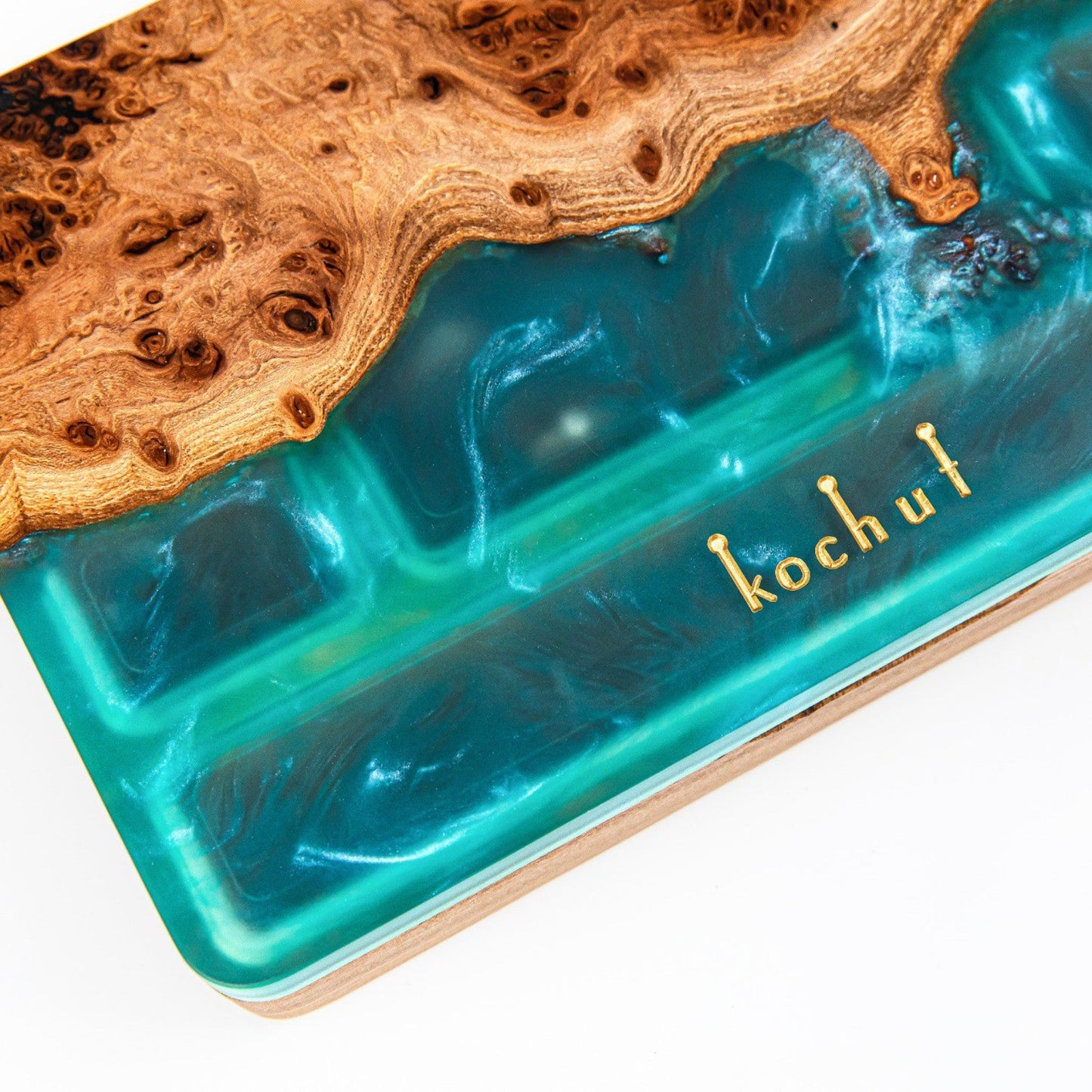Ornament. Aquamarin — Holz- und Epoxidharz-Schmuckkästchen (Maxi-Größe)