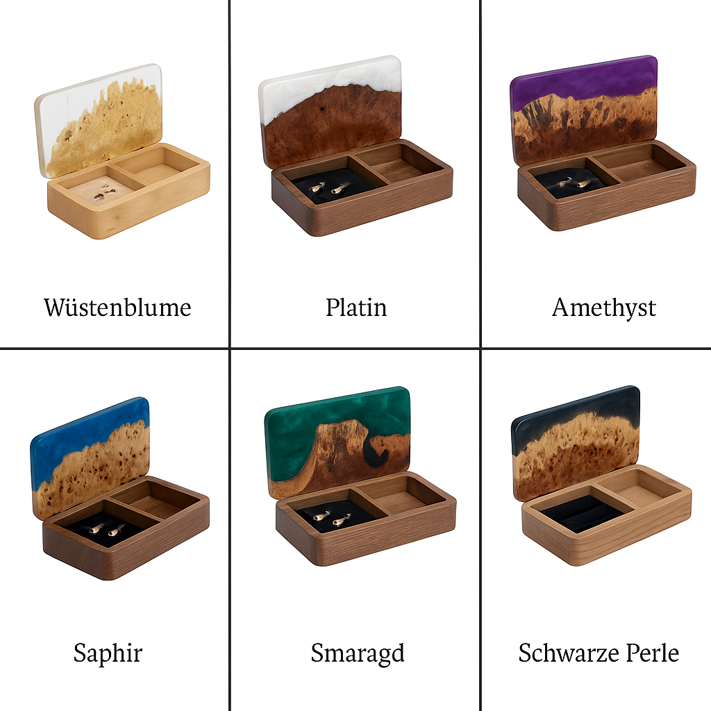 Ornament. Schwarze Perle — Holz- und Epoxidharz-Schmuckschachteln (Mini)