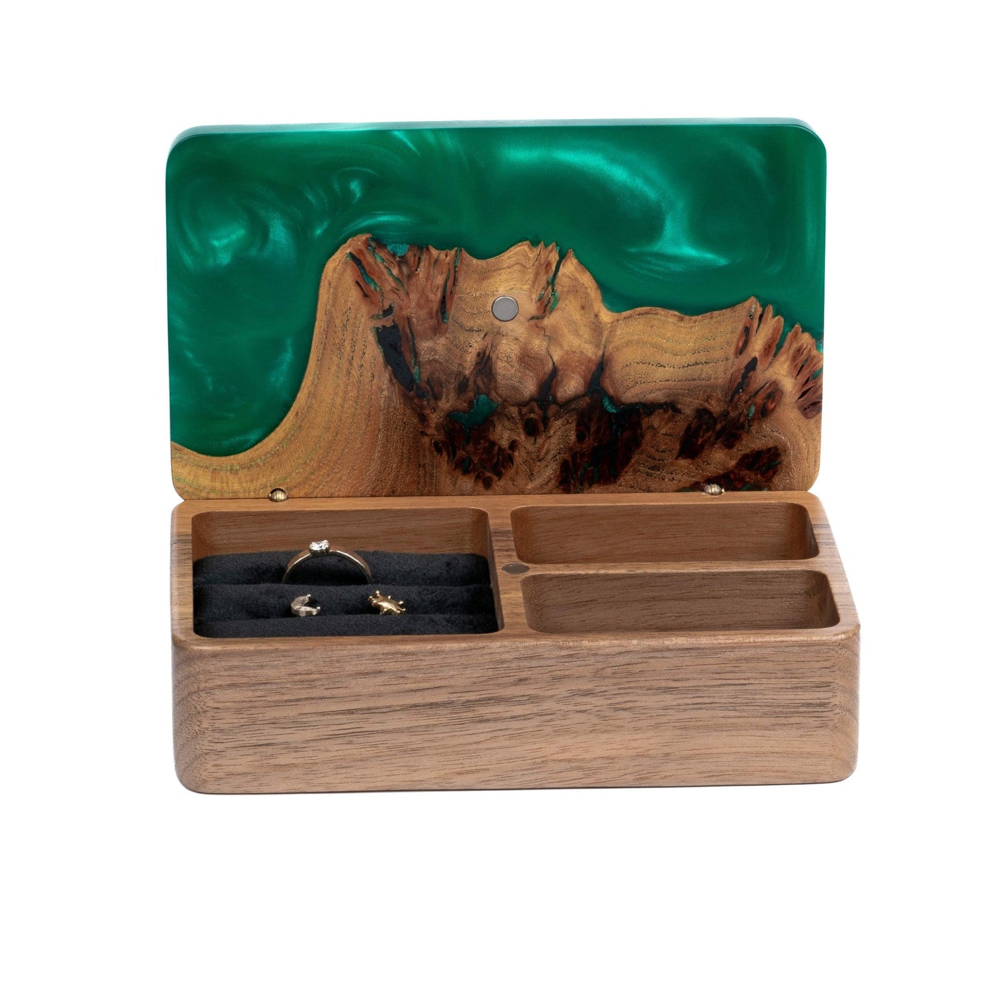 Ornament. Smaragd — Holz- und Epoxidharz-Schmuckschachteln (Mini)