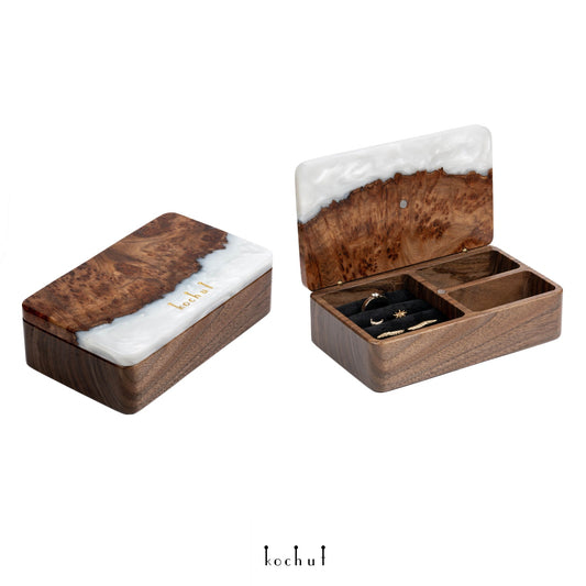 Ornament. Platin — Holz- und Epoxidharz-Schmuckschachteln (Mini)
