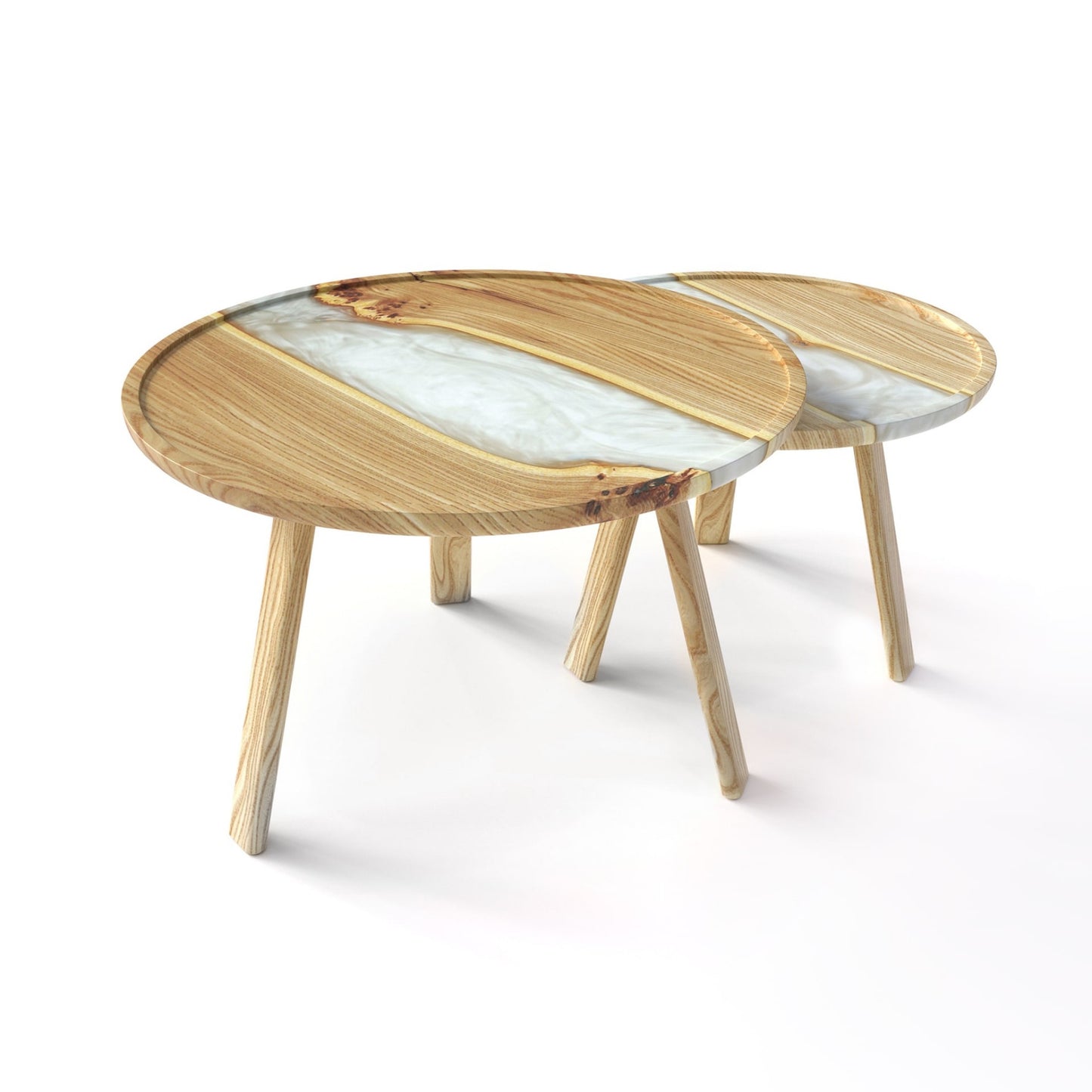 Taira. Verschneiter Horizont – Couchtische aus Holz und Epoxidharz