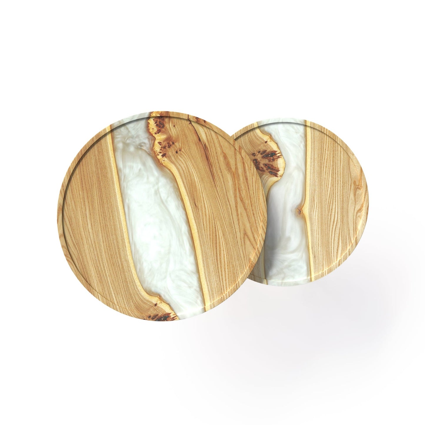Taira. Verschneiter Horizont – Couchtische aus Holz und Epoxidharz