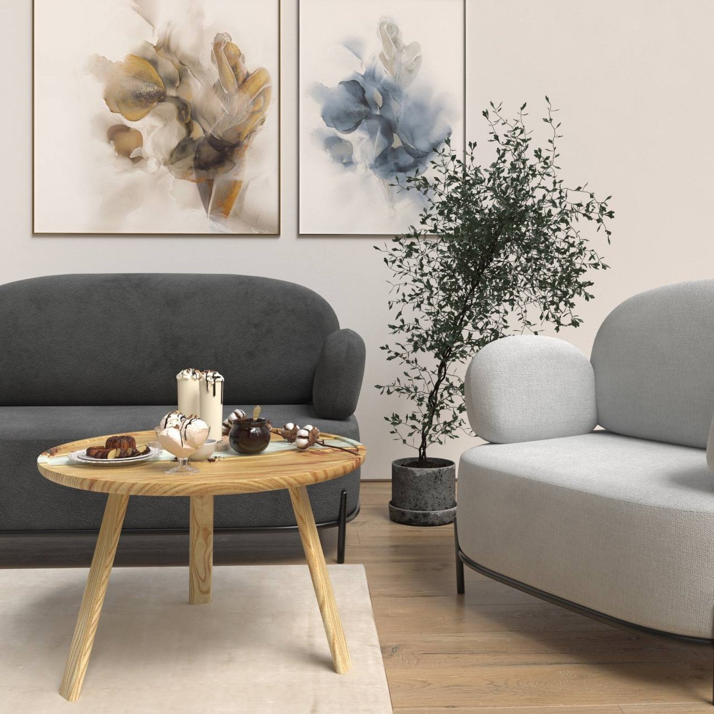 Taira. Verschneiter Horizont – Couchtische aus Holz und Epoxidharz