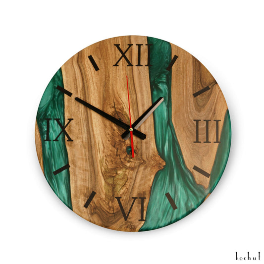 Continuum — Wanduhr aus Holz und Epoxidharz