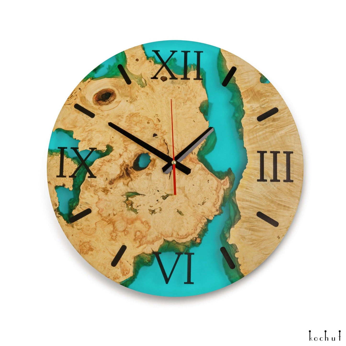 Continuum — Wanduhr aus Holz und Epoxidharz