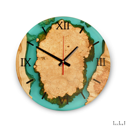 Continuum — Wanduhr aus Holz und Epoxidharz