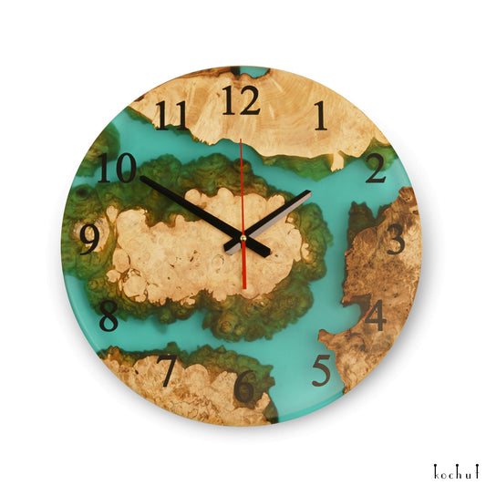 Continuum — Wanduhr aus Holz und Epoxidharz