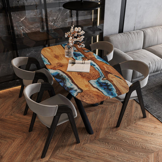 Atlantis — Esstisch aus Holz und Epoxidharz