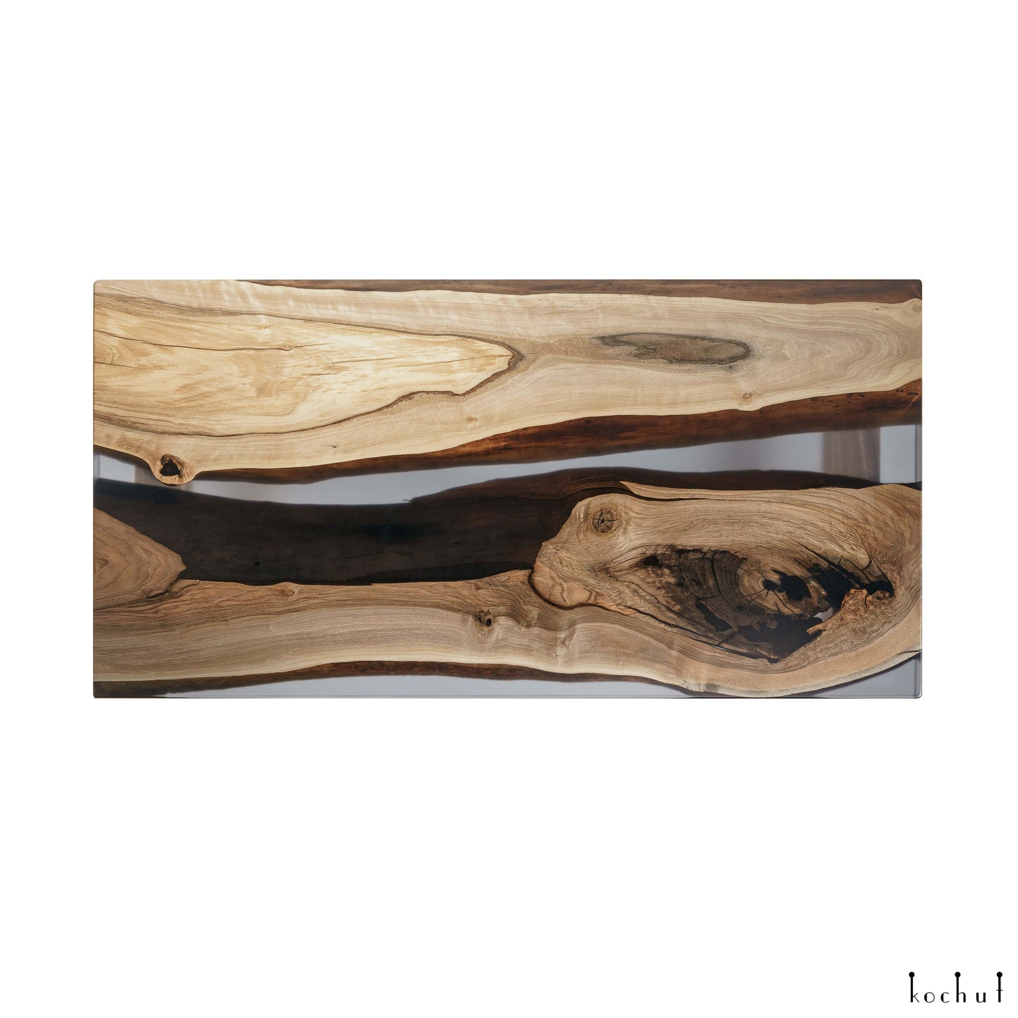 Dämmerungsnebel — Holz- und Epoxidharz-Couchtisch