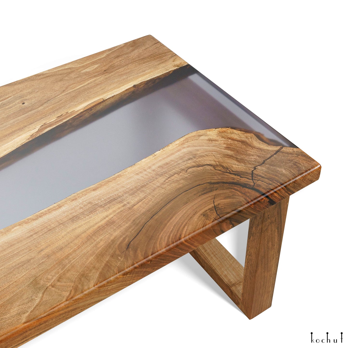 Dämmerungsnebel — Holz- und Epoxidharz-Couchtisch