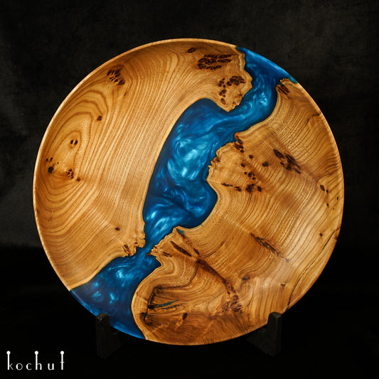 Satori. Saphir — Holz- und Epoxidharz-Dekorationsplatte. Größe: M (340 mm)