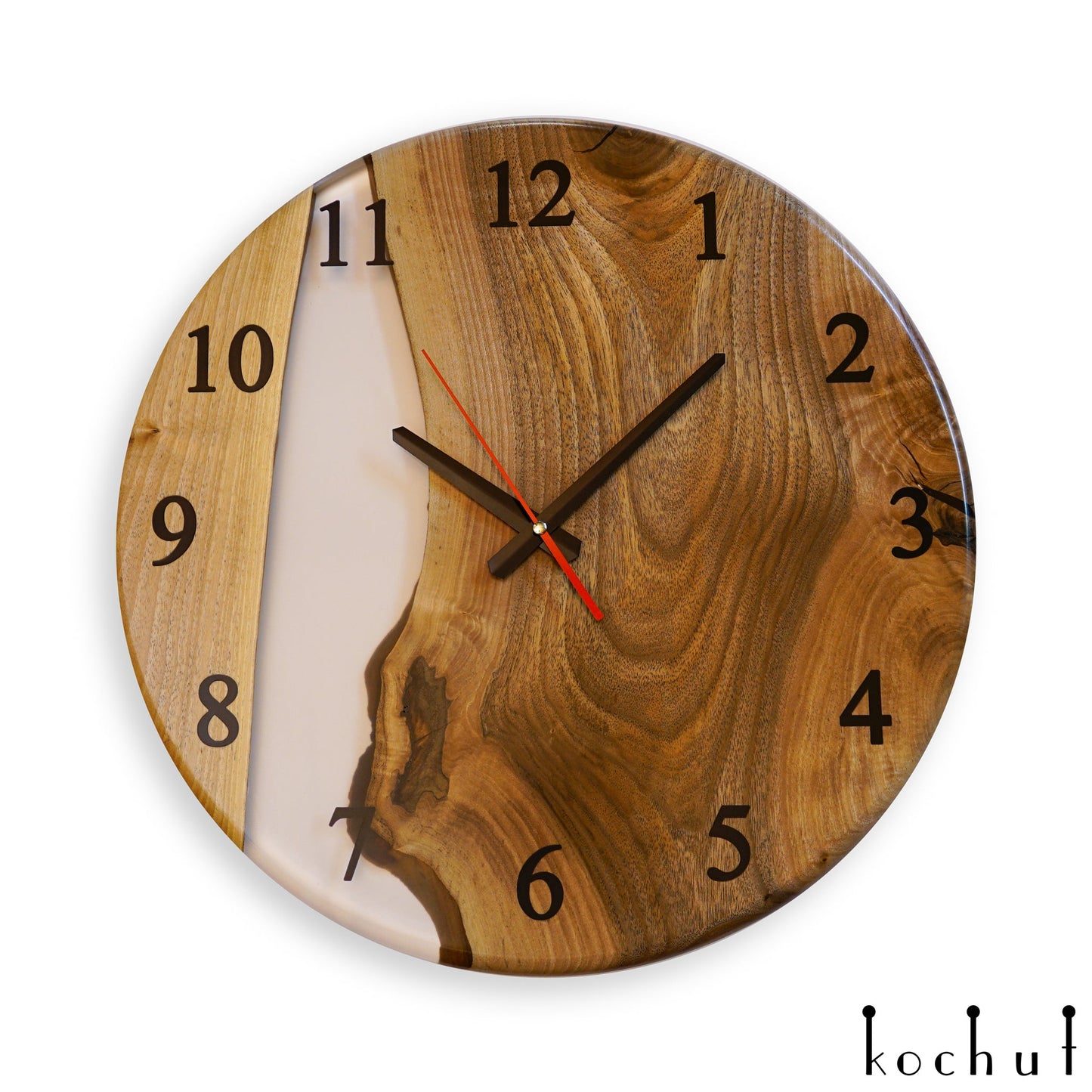 Continuum — Wanduhr aus Holz und Epoxidharz