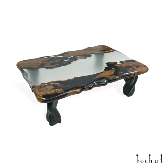 Dionysus — Holz- und Epoxidharz-Couchtisch