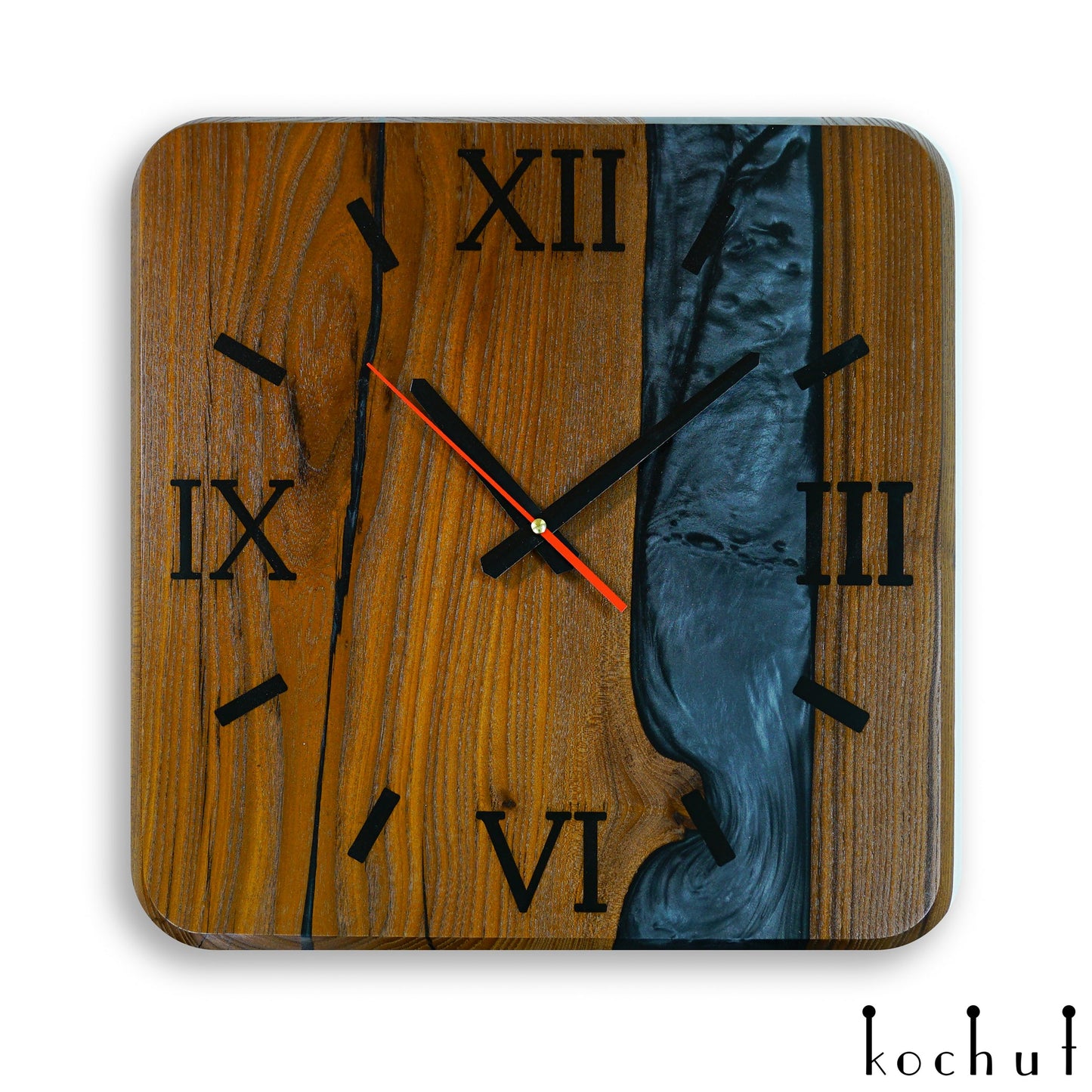 Quantum — Holz- und Epoxidharz-Wanduhr