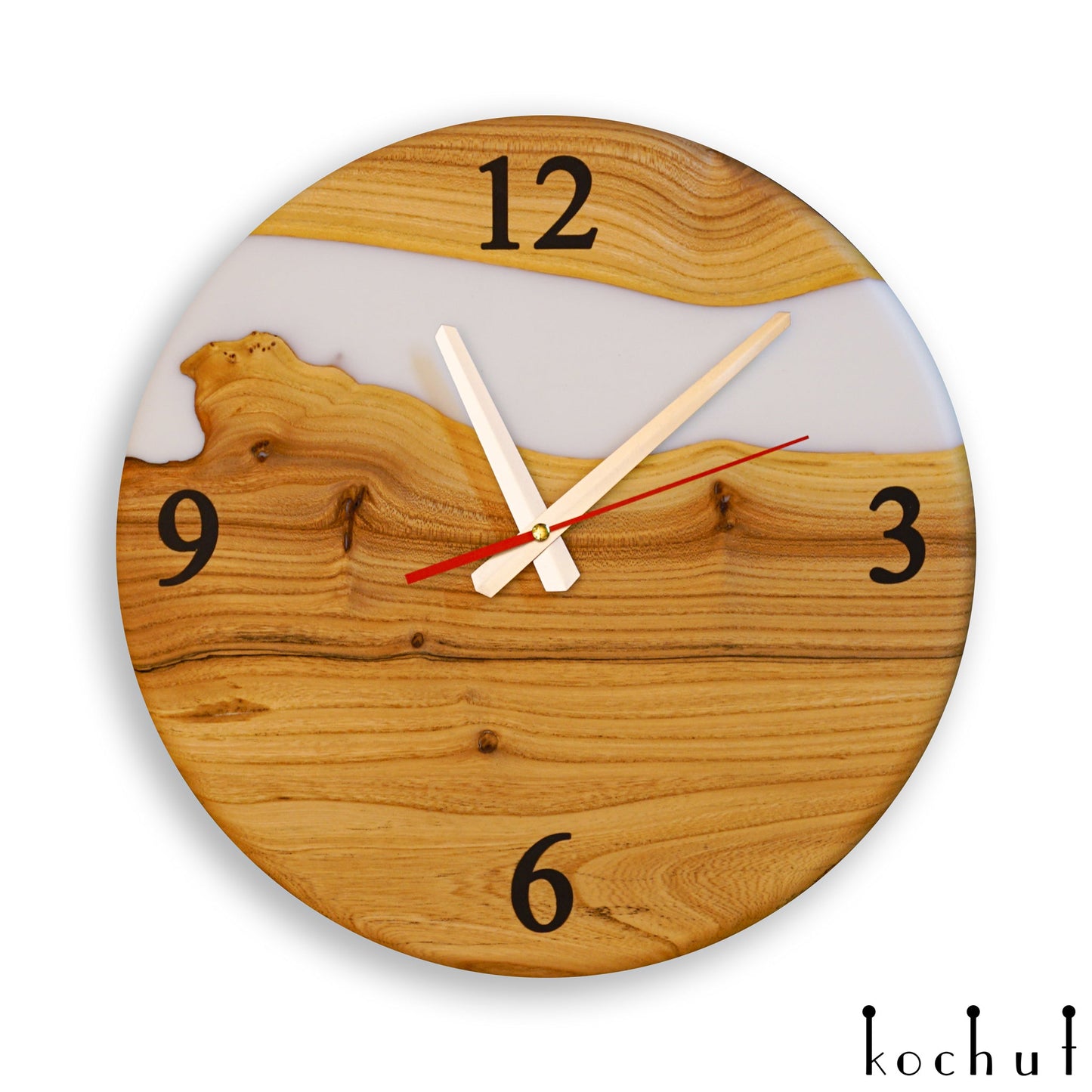 Continuum — Wanduhr aus Holz und Epoxidharz