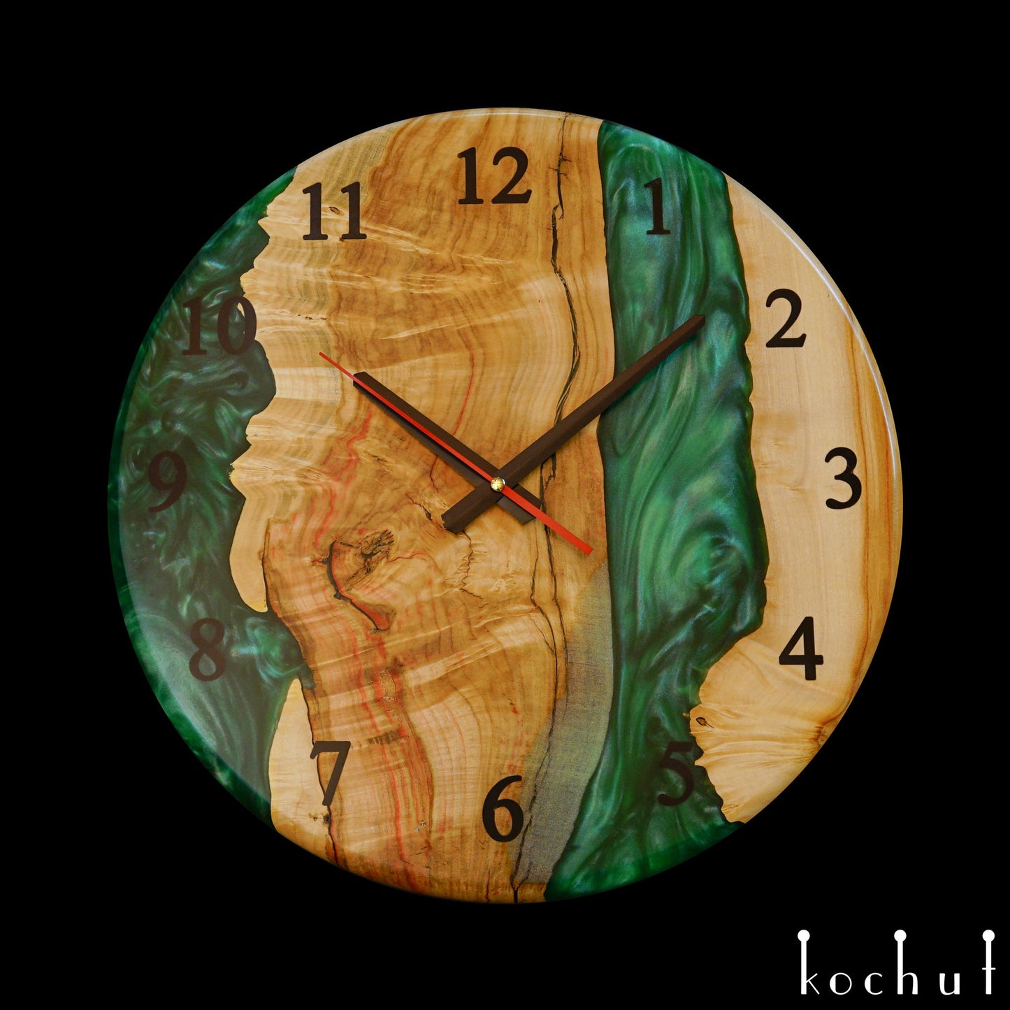 Continuum — Wanduhr aus Holz und Epoxidharz