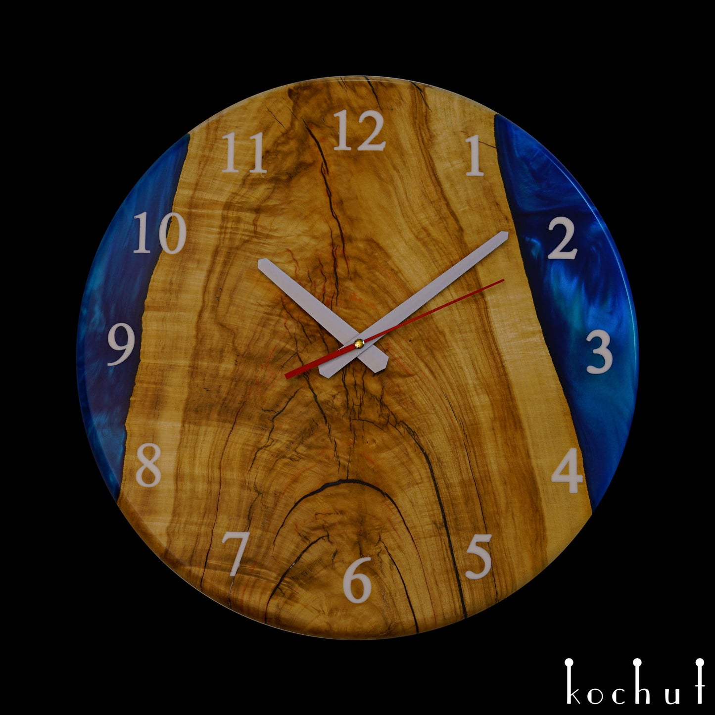 Continuum — Wanduhr aus Holz und Epoxidharz