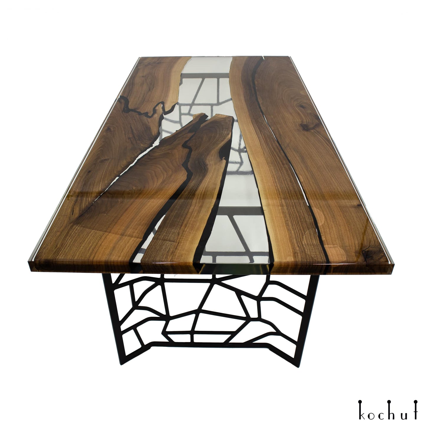 Eis — Esstisch aus Holz und Epoxidharz