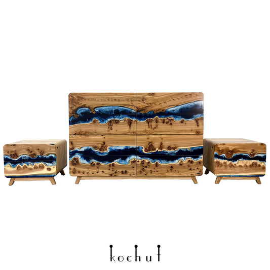 Atlantida — Set aus Holz- und Epoxidharzschränken