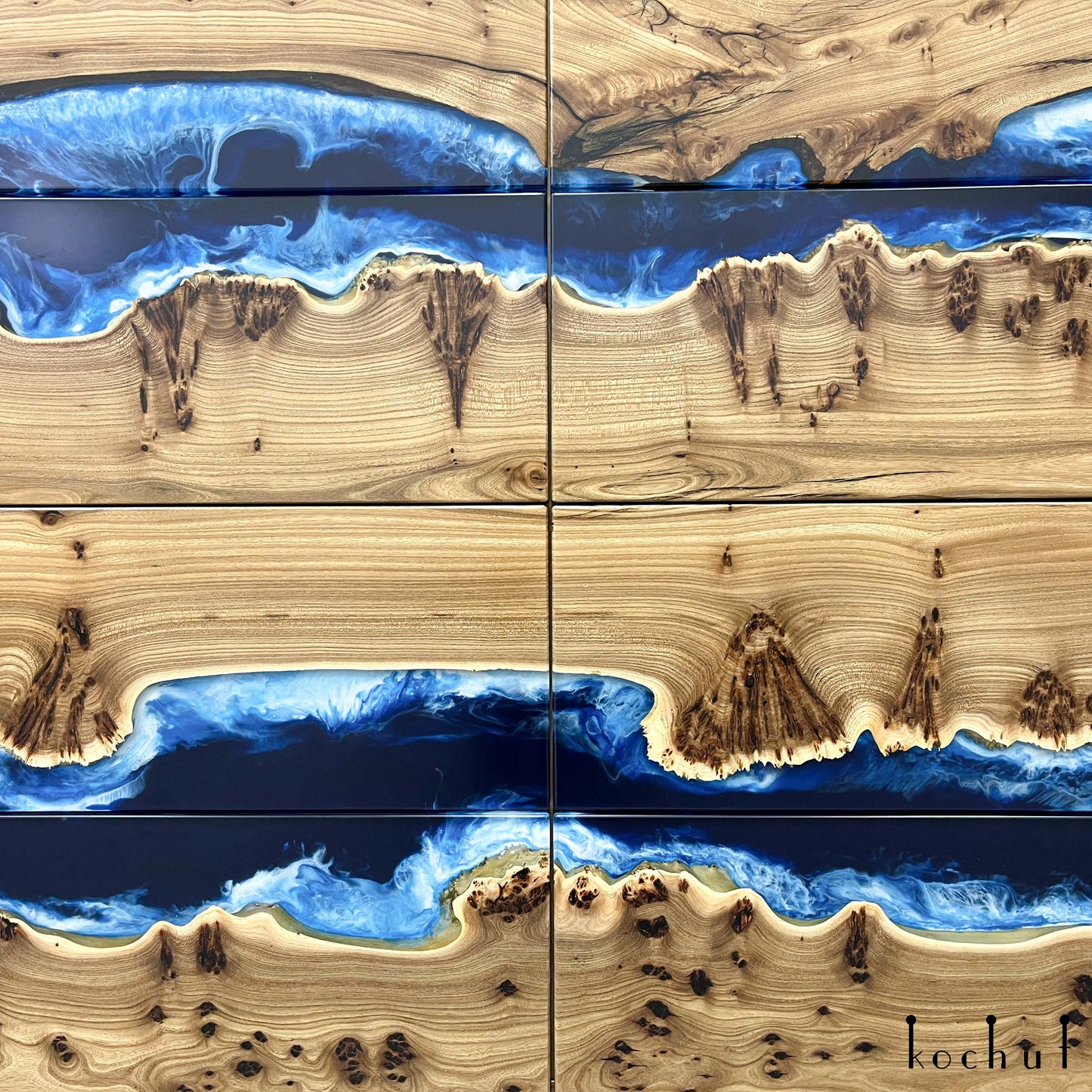 Atlantida — Set aus Holz- und Epoxidharzschränken